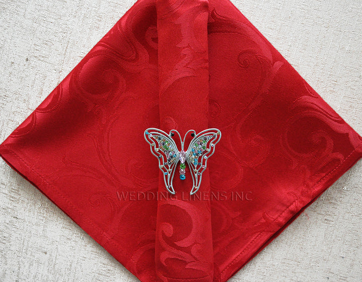 Servilletas de poliéster jacquard damasco Versailles Chopin de 20.0 x 20.0 in, color rojo manzana (10 unidades por paquete)