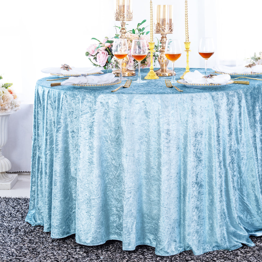 132" Round Ice Crushed Velvet (200 GSM) Tablecloth - Baby Blue (1pc)