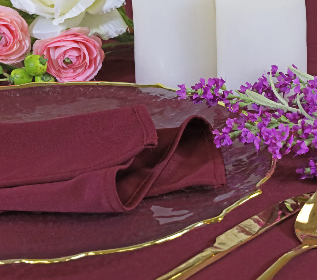 72"x72" Seamless Square Scuba (Wrinkle-Free) (220 GSM) Tablecloth /Table Overlay- Burgundy (1pc)