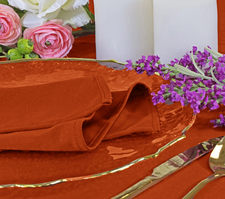 90"x156" Seamless Rectangular Scuba (Wrinkle-Free) (240 GSM) Tablecloth - Rust/Burnt Orange (1pc)