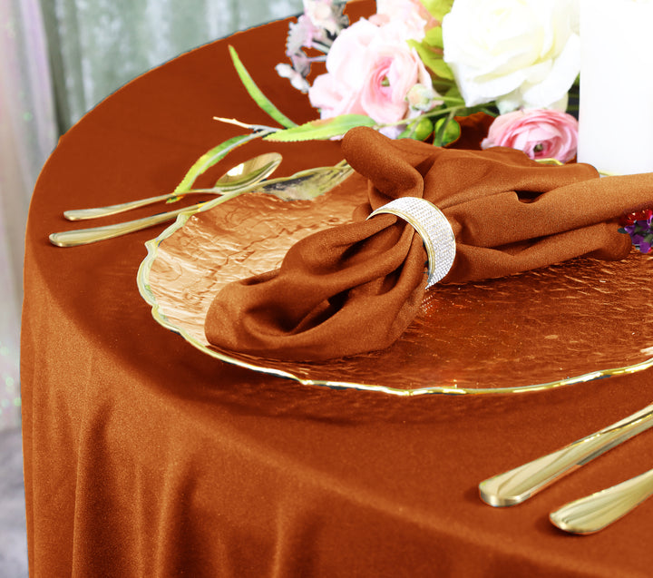 90"x156" Seamless Rectangular Scuba (Wrinkle-Free) (240 GSM) Tablecloth - Rust/Burnt Orange (1pc)