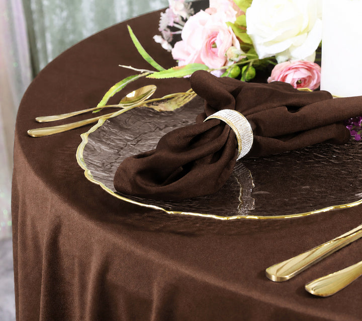 132" Round Scuba (Wrinkle-Free) (240 GSM) Tablecloth - Chocolate (1pc)