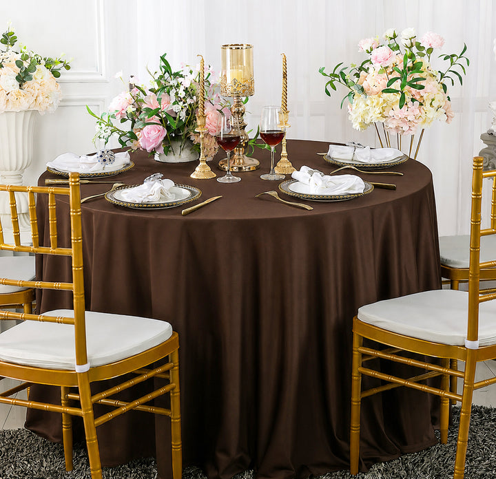 132" Round Scuba (Wrinkle-Free) (240 GSM) Tablecloth - Chocolate (1pc)