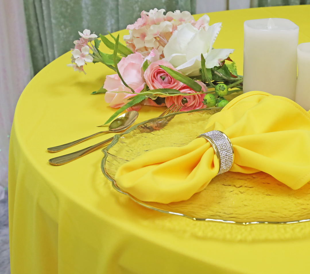 72"x72" Seamless Square Scuba (Wrinkle-Free) (220 GSM) Tablecloth /Table Overlay- Canary Yellow (1pc)