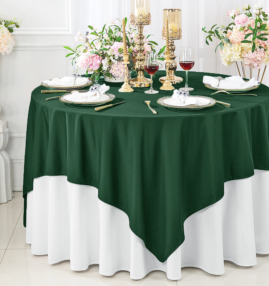 72"x72" Seamless Square Scuba (Wrinkle-Free) (220 GSM) Tablecloth /Table Overlay- Hunter Green/Holly Green (1pc)