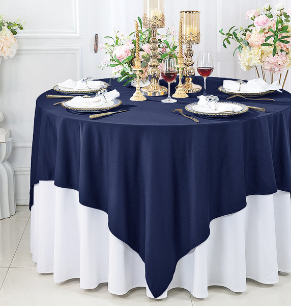 Showgeous Navy Blue Tablecloths 4-Pack – 60x126 Inch, Wrinkle & Stain Resistant Polyester