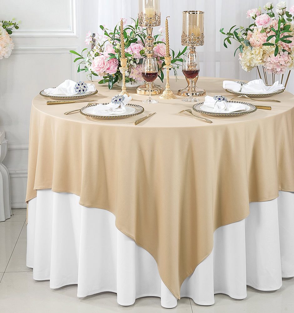 72"x72" Seamless Square Scuba (Wrinkle-Free) (220 GSM) Tablecloth /Table Overlay- Champagne (1pc)