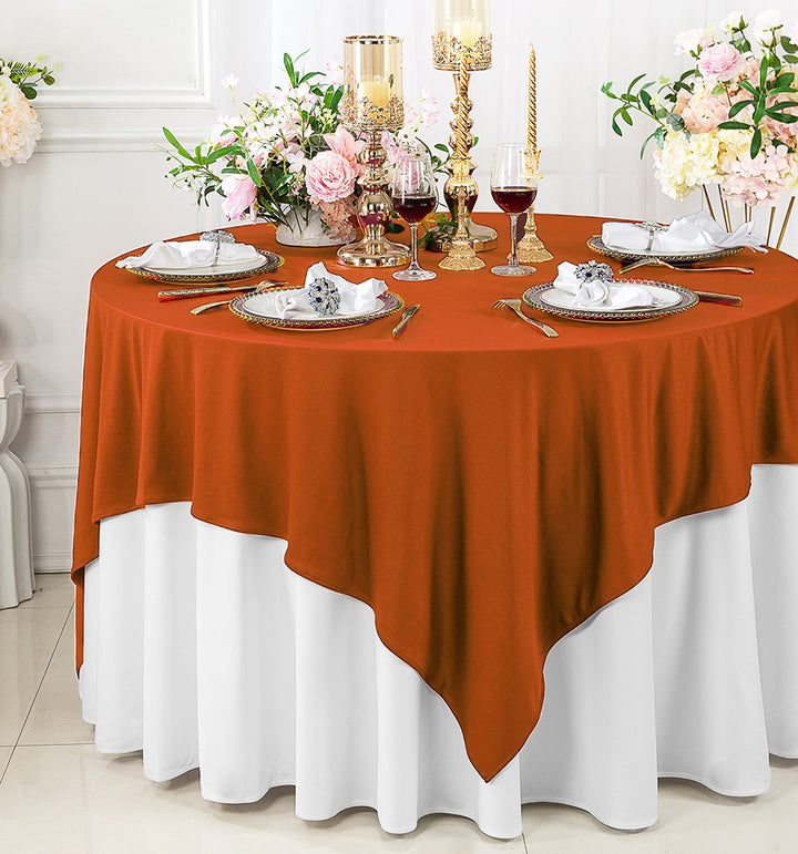 72"x72" Seamless Square Scuba (Wrinkle-Free) (240 GSM) Tablecloth /Table Overlay- Rust/Burnt Orange (1pc) (Copy)