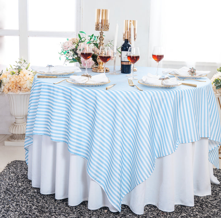 72"x72" Seamless Square Seersucker Polyester Tablecloth/Table Overlay - Baby Blue (1pc)