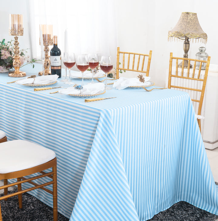 90"x156" Seamless Rectangular Seersucker Polyester Tablecloth - Baby Blue (1pc)