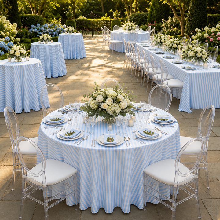 90"x156" Seamless Rectangular Seersucker Polyester Tablecloth - Baby Blue (1pc)