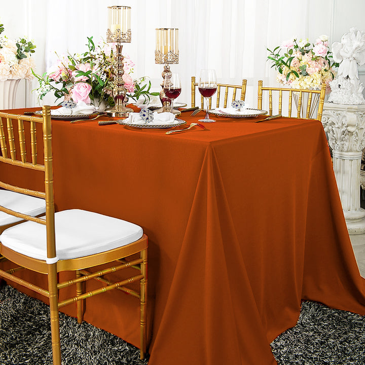 90"x156" Seamless Rectangular Scuba (Wrinkle-Free) (240 GSM) Tablecloth - Rust/Burnt Orange (1pc)