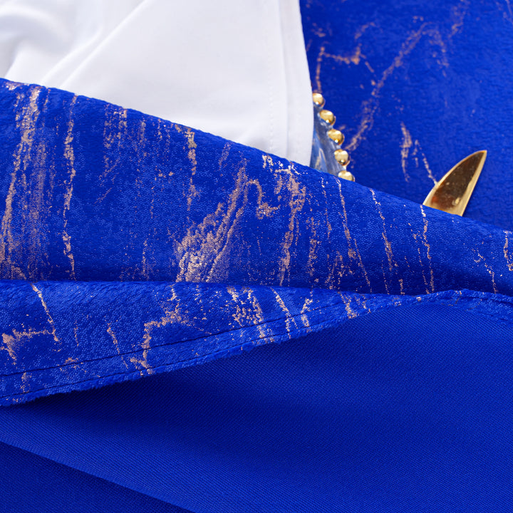 120" Seamless Round Gilded Marble Holland Velvet Tablecloth - Royal Blue (1pc)