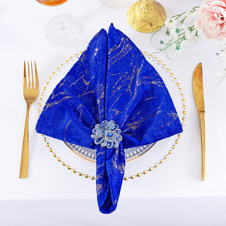 Sample 20"x20" Gilded Marble Holland Velvet Napkins - Royal Blue (1pc)