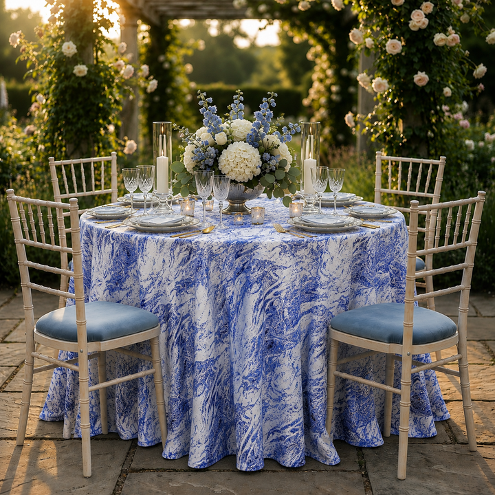 120" Seamless Round Mirage Jacquard Polyester Tablecloth - Royal Blue (1pc)