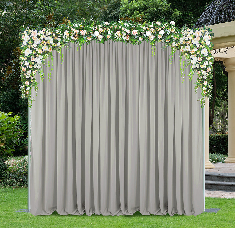 10 ft x 10 ft Scuba (Wrinkle-Free) (220 GSM) Event Backdrop Curtain Drape Panel - Silver (1pc)