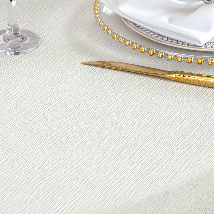 90"x156" Seamless Rectangular Crinkle Scuba (Wrinkle-Free) Tablecloth - Ivory (1pc)