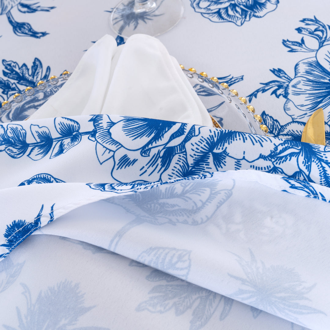 108" Seamless Round French Toile Polyester Tablecloth - Royal Blue (1pc)