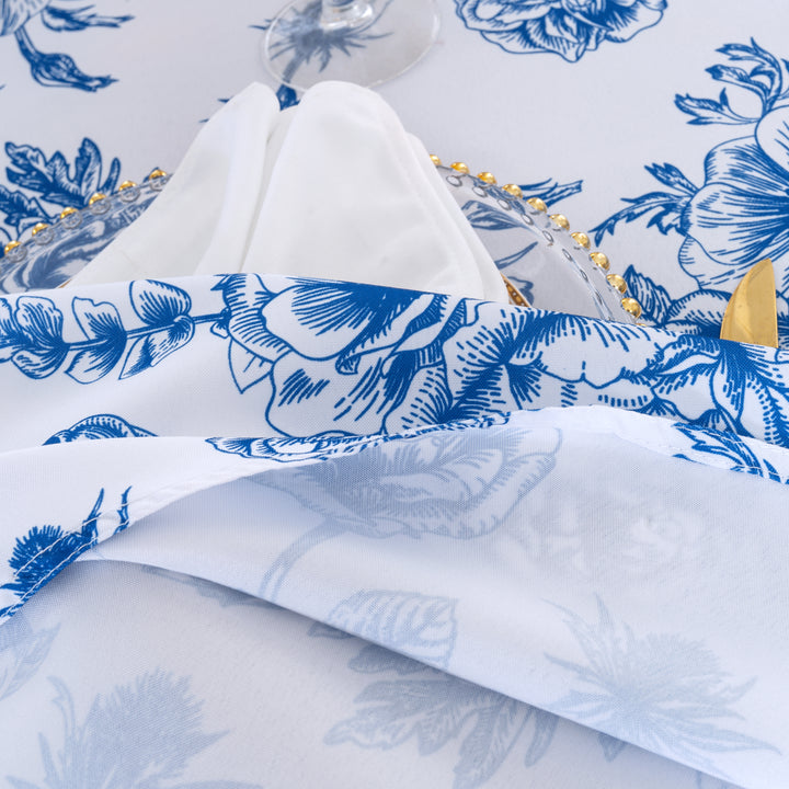 108" Seamless Round French Toile Polyester Tablecloth - Royal Blue (1pc)