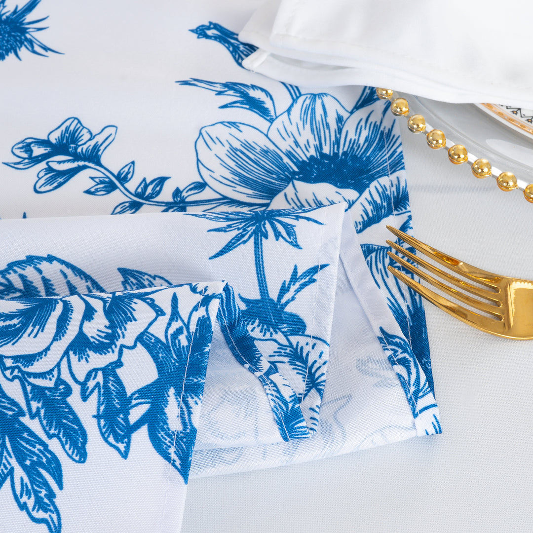 72"x72" Seamless Square French Toile Polyester Tablecloth/Table Overlay - Royal Blue (1pc)