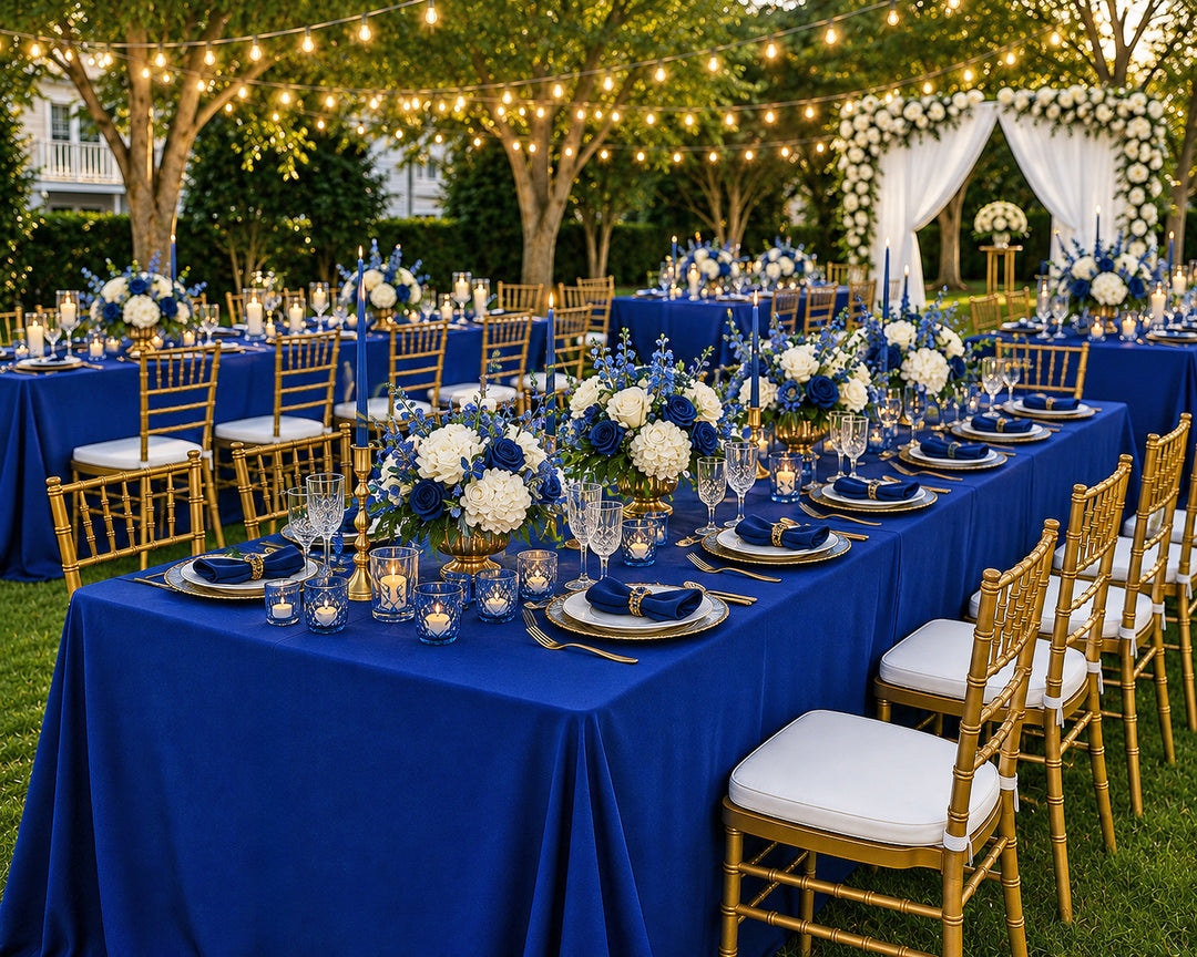 90"x156" Seamless Rectangular Scuba (Wrinkle-Free) Tablecloth - Royal Blue (1pc)