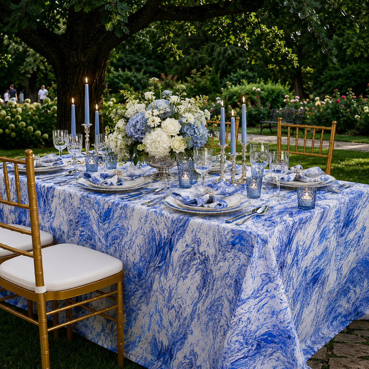 90"x156" Seamless Rectangular Mirage Jacquard Polyester Tablecloth - Royal Blue (1pc)