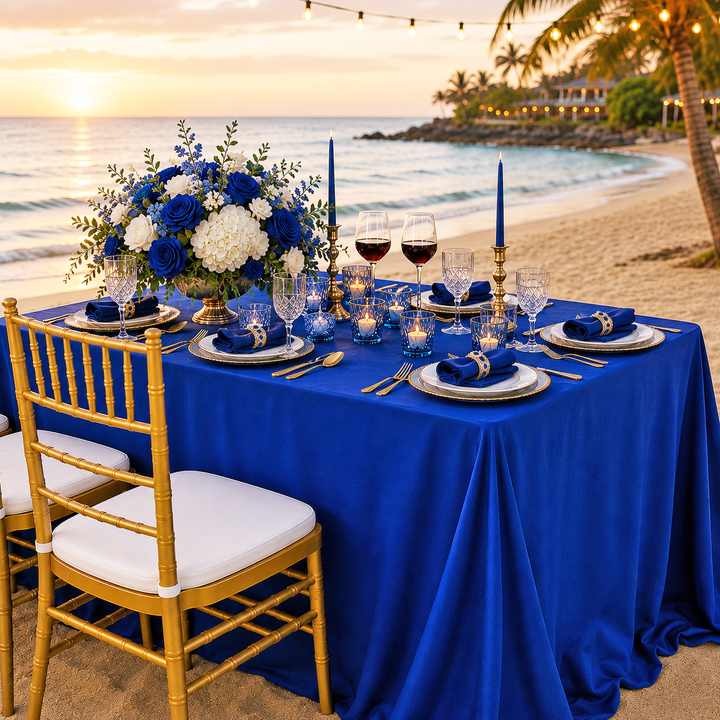 90"x156" Seamless Rectangular Scuba (Wrinkle-Free) Tablecloth - Royal Blue (1pc)