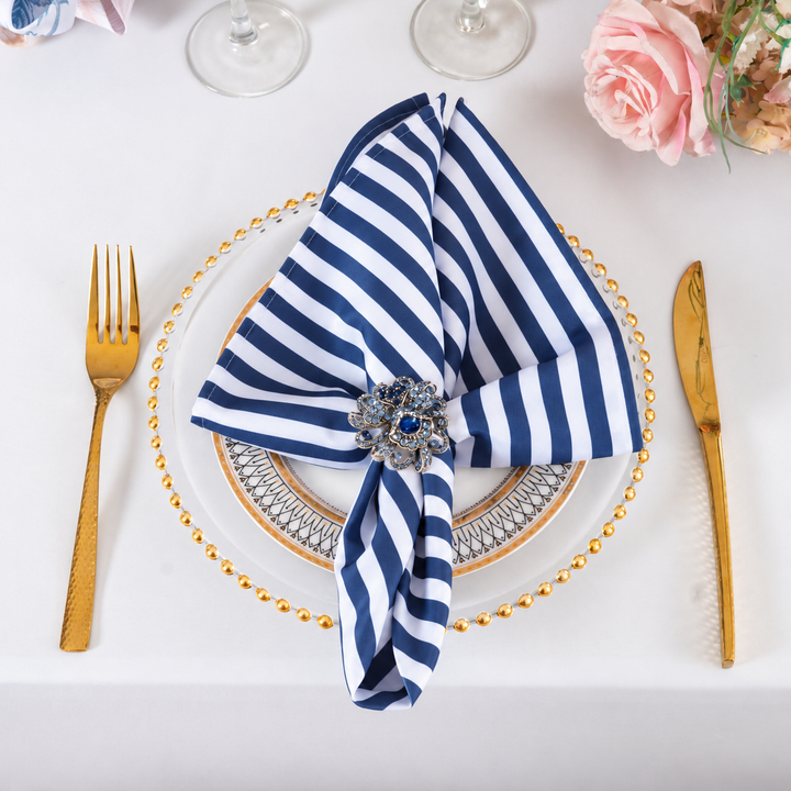 20"x20" Seersucker Polyester Napkins - Navy Blue (10pcs/pk)