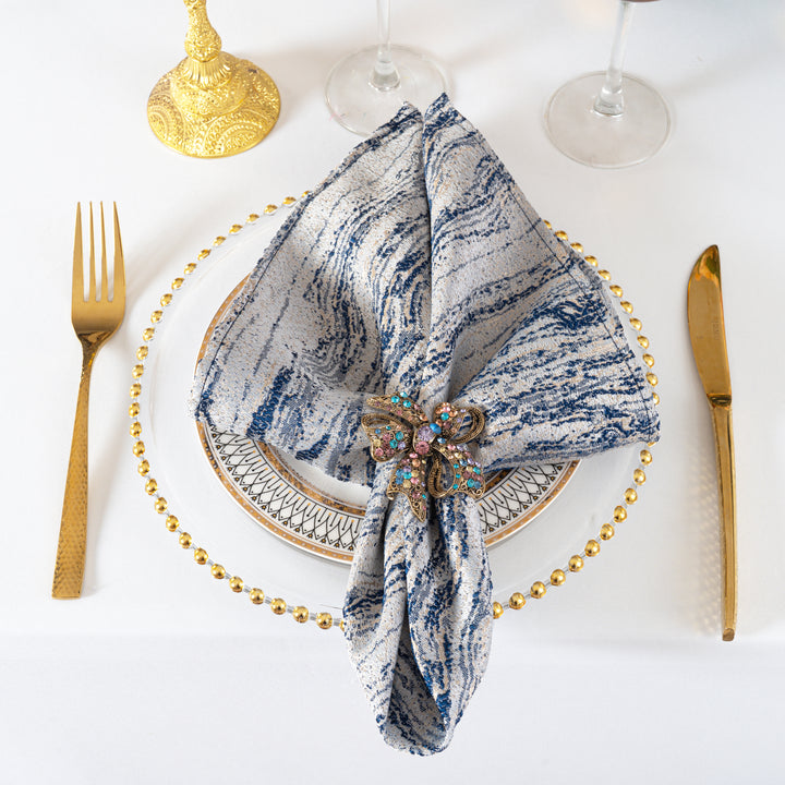 Sample 20"x20" Galilean Jacquard Polyester Napkins - Navy Blue (1pc)