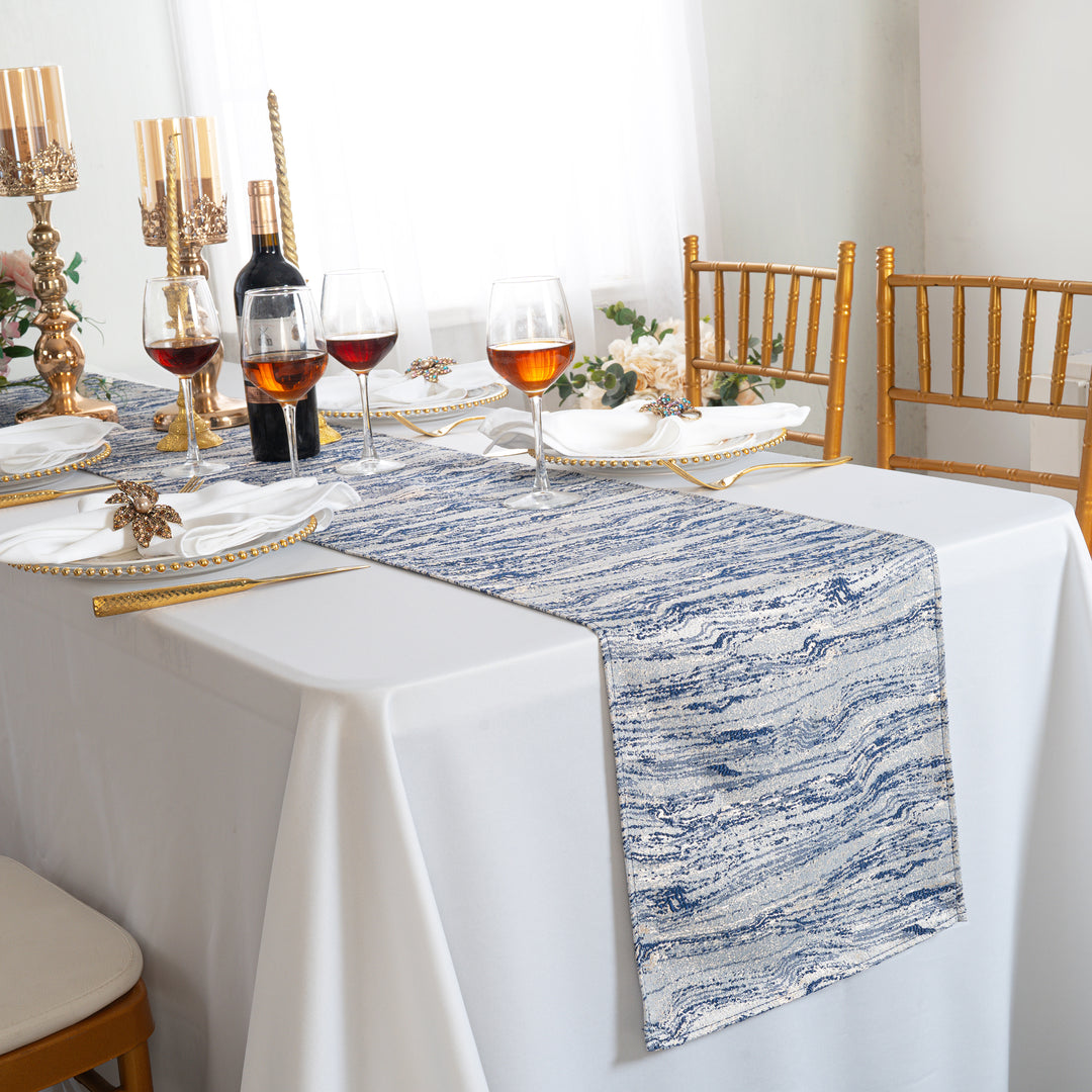 13"x108" Galilean Jacquard Polyester Table Runner - Navy Blue (1pc)