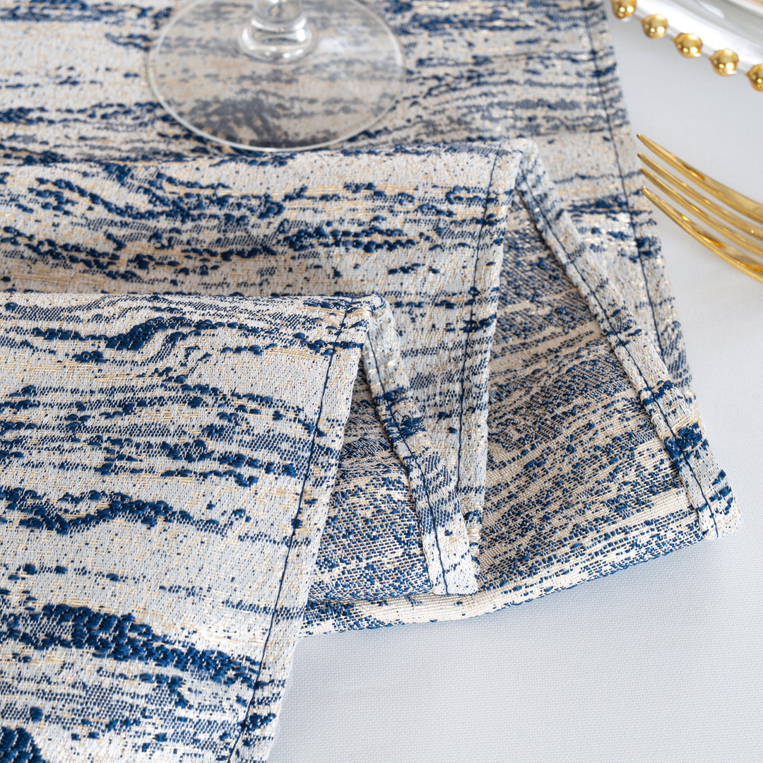 90"x132" Seamless Rectangular Galilean Jacquard Polyester Tablecloth - Navy Blue (1pc)