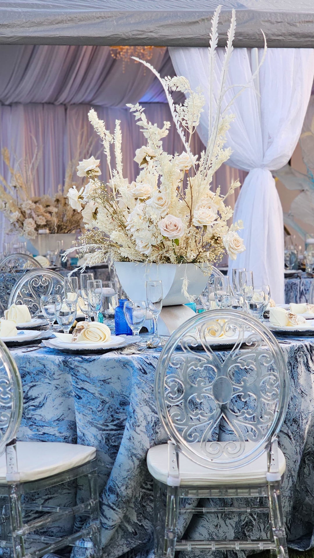 Sample 20"x20" Mirage Jacquard Polyester Napkins - Dusty Blue (1pc)