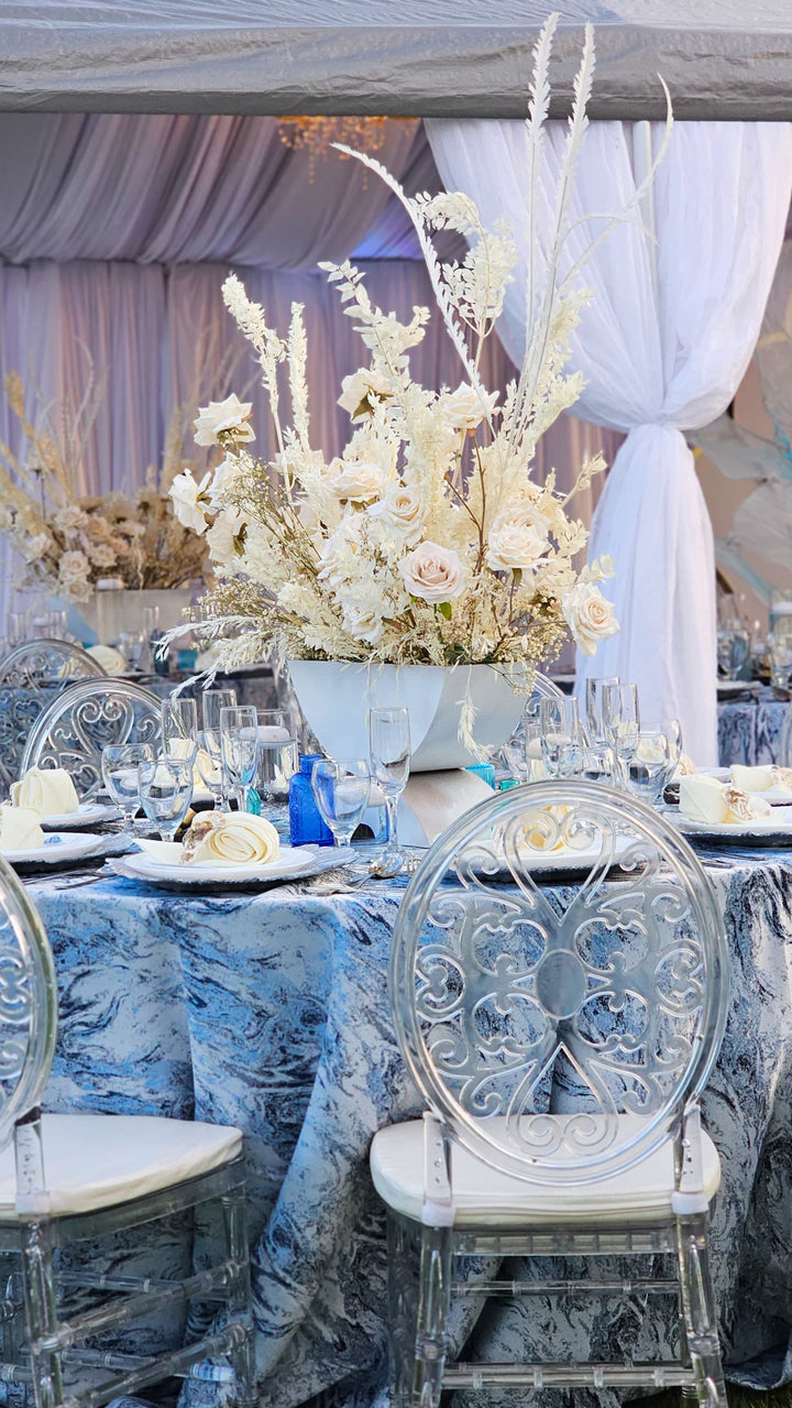 Sample 20"x20" Mirage Jacquard Polyester Napkins - Dusty Blue (1pc)