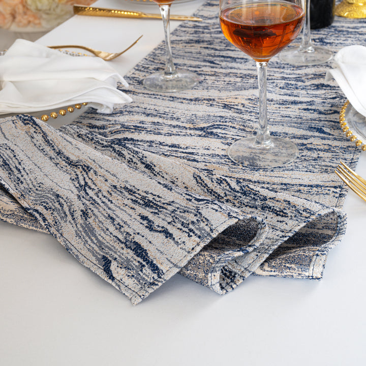 13"x108" Galilean Jacquard Polyester Table Runner - Navy Blue (1pc)