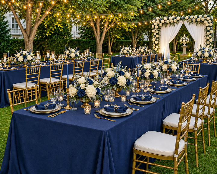 90"x132" Seamless Rectangular Scuba (Wrinkle-Free) Tablecloth - Navy Blue (1pc)