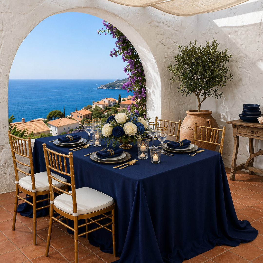 90"x132" Seamless Rectangular Scuba (Wrinkle-Free) Tablecloth - Navy Blue (1pc)