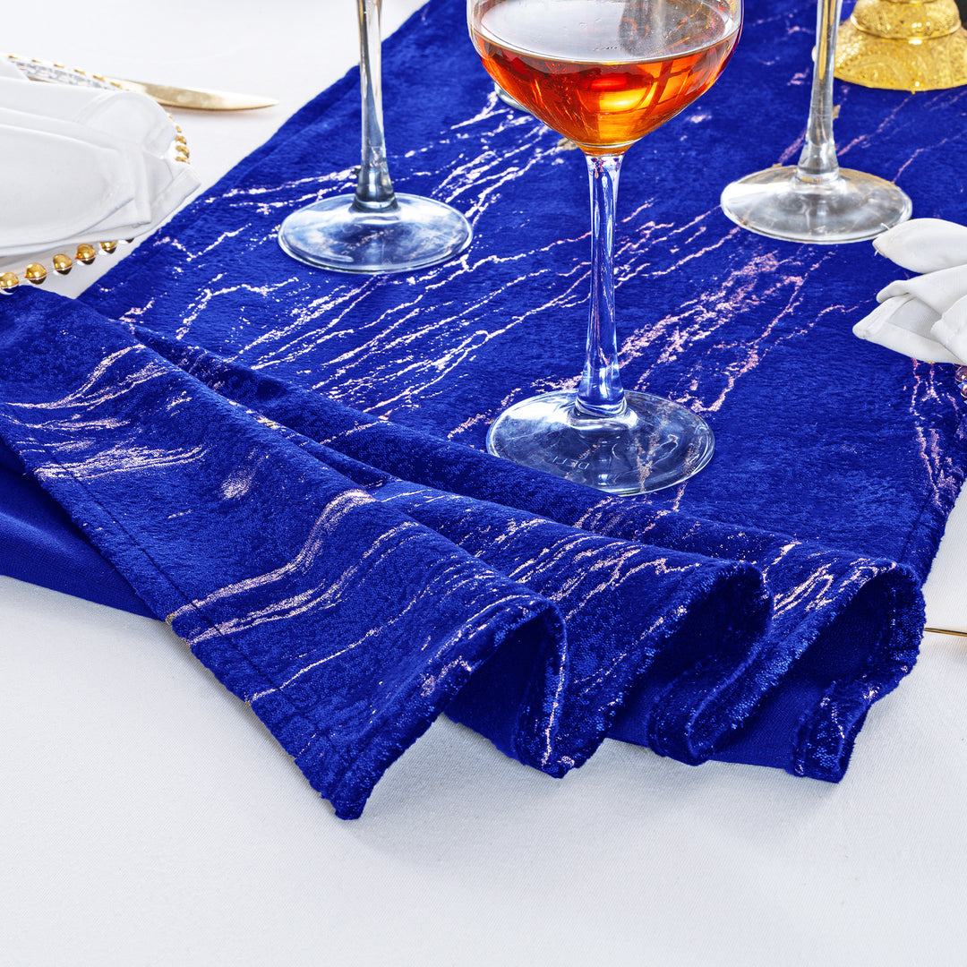 13"x108" Gilded Marble Holland Velvet Table Runner - Royal Blue (1pc)