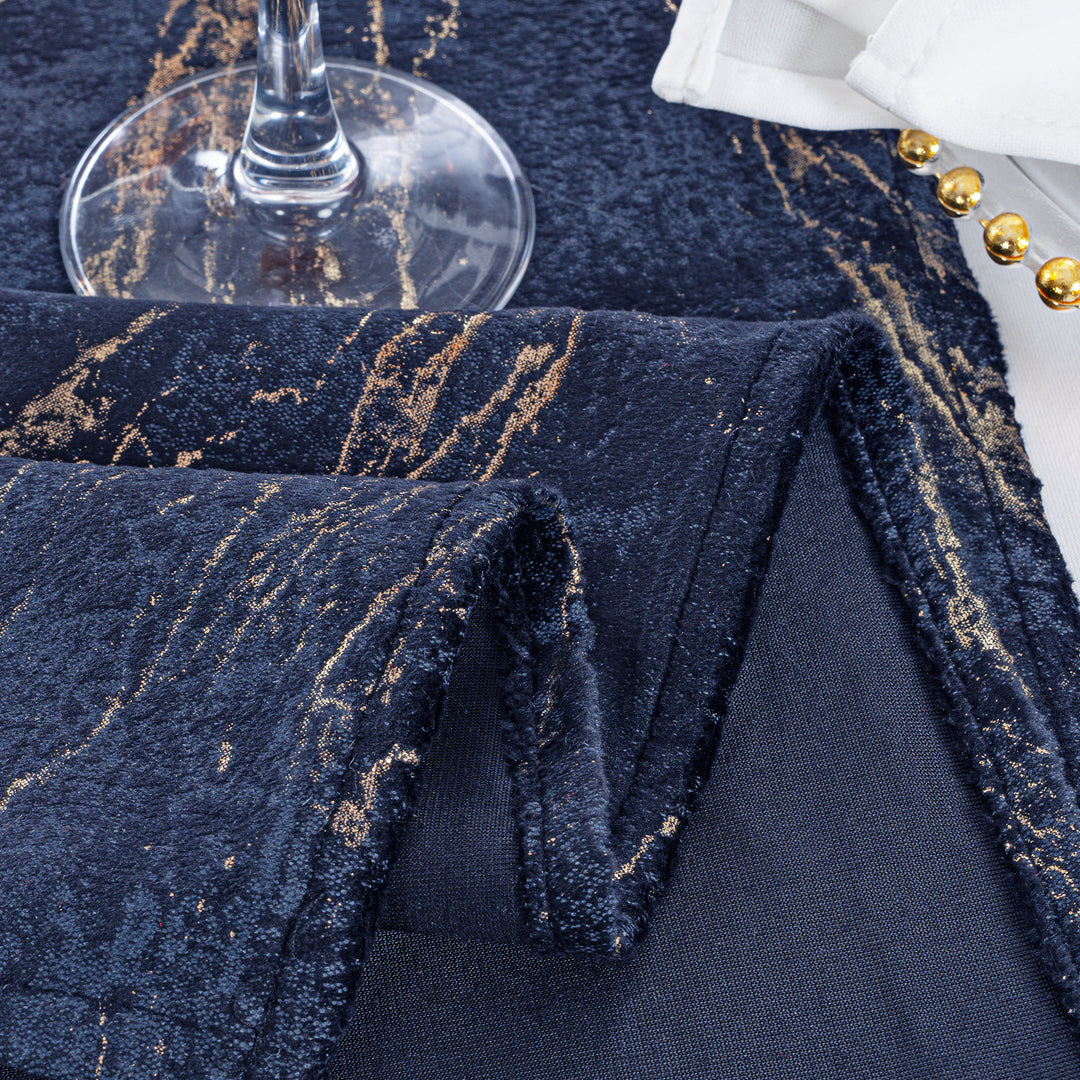 Sample 20"x20" Gilded Marble Holland Velvet Napkins - Navy Blue (1pc)