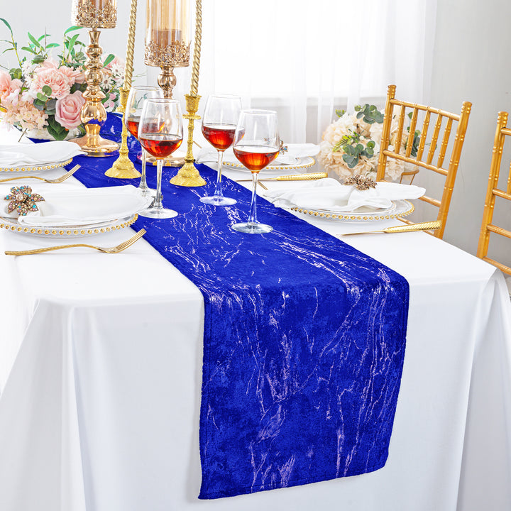 13"x108" Gilded Marble Holland Velvet Table Runner - Royal Blue (1pc)