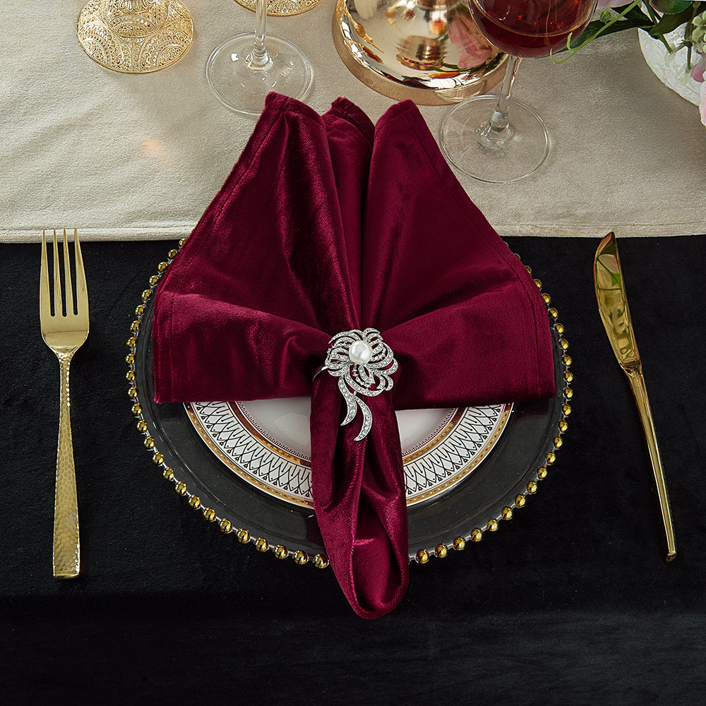 Sample 20"x20" Italian Velvet Napkins - Burgundy (1pc)