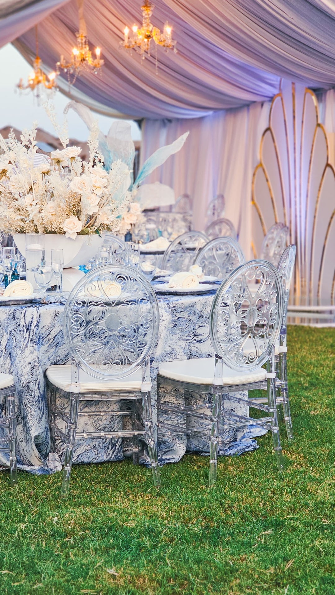 Sample 20"x20" Mirage Jacquard Polyester Napkins - Dusty Blue (1pc)