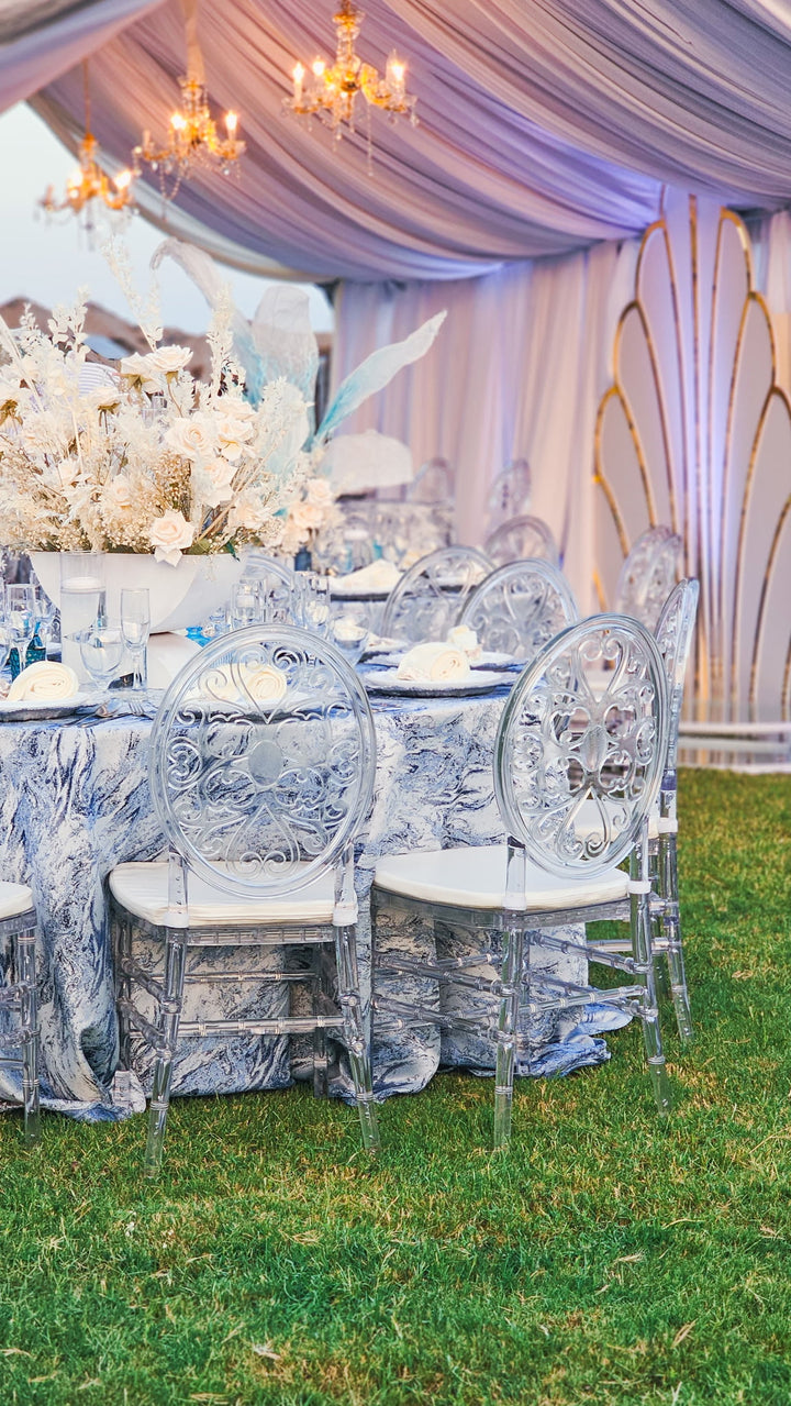 Sample 20"x20" Mirage Jacquard Polyester Napkins - Dusty Blue (1pc)