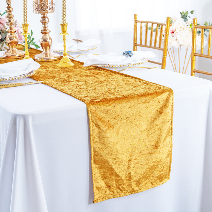 13"x108" Ice Crushed Velvet (200 GSM) Table Runner - Gold (1pc)
