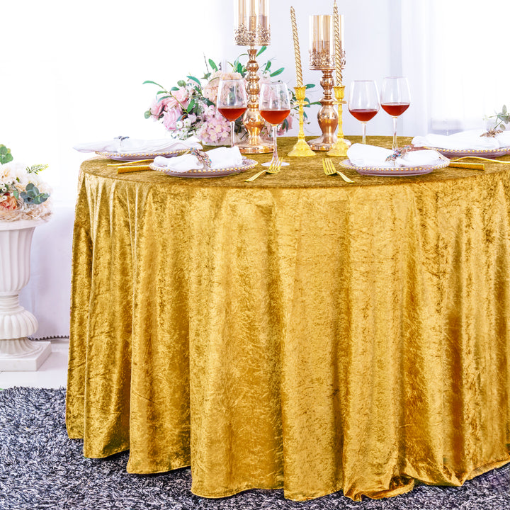 Mantel redondo de terciopelo triturado con hielo de 120" - Blanco (1 pieza)