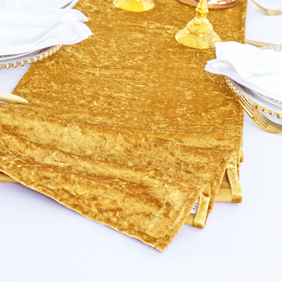 13"x108" Ice Crushed Velvet (200 GSM) Table Runner - Gold (1pc)