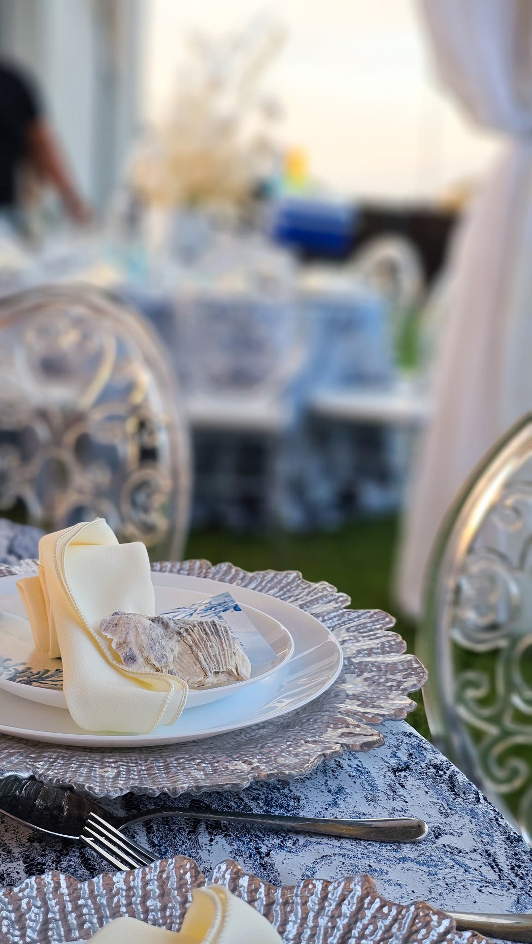 120" Seamless Round Mirage Jacquard Polyester Tablecloth - Dusty Blue (1pc)