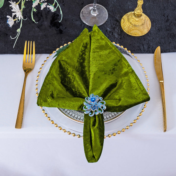 20"x20" Ice Crushed Velvet (200 GSM) Napkins - Moss Green/Olive Green (10pcs/pk)