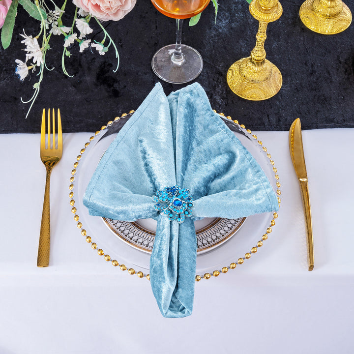 20"x20" Ice Crushed Velvet (200 GSM) Napkins - Baby Blue (10pcs/pk)