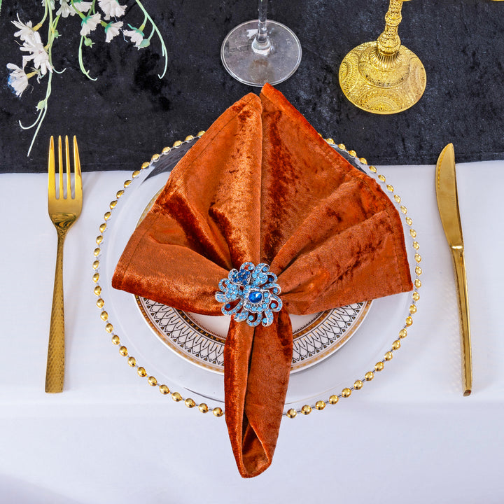 20"x20" Ice Crushed Velvet (200 GSM) Napkins - Rust/Burnt Orange (10pcs/pk)