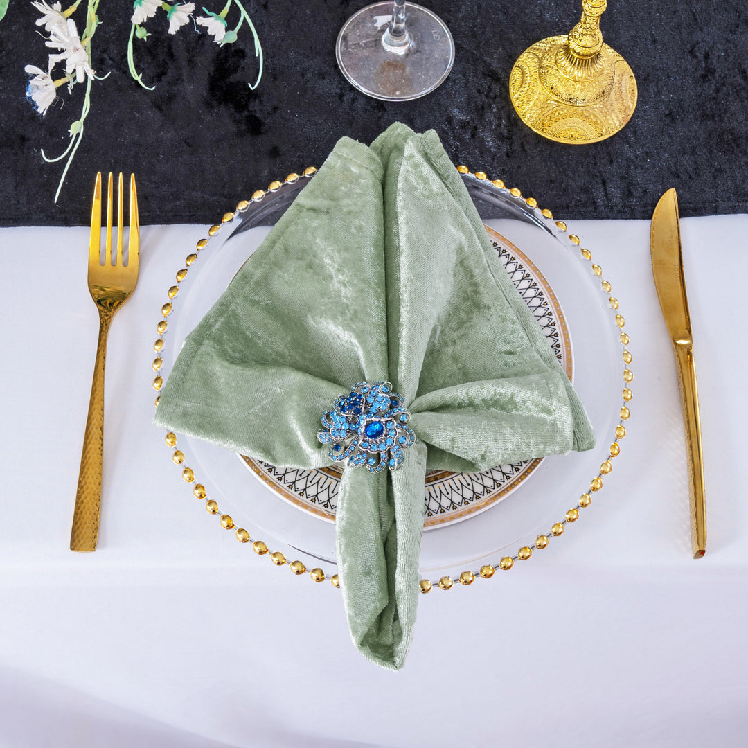 20"x20" Ice Crushed Velvet (200 GSM) Napkins - Dusty Sage (10pcs/pk)